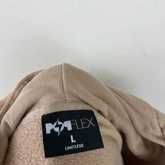 Popflex Latte Tan Half Zip Oversized Warm Up Hoodie Sweatshirt - Picture 4 of 6